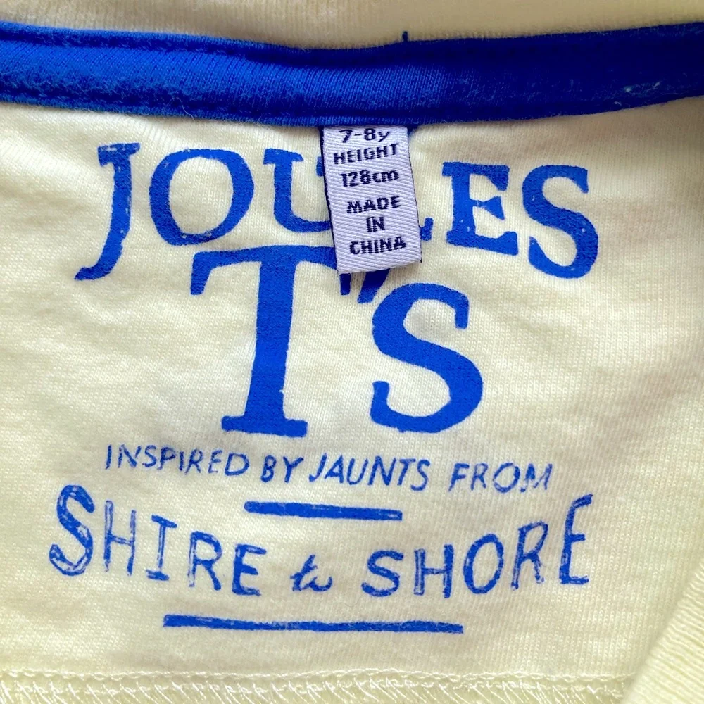 Joules‎ Coastal Ocean Nautical Tee Shirt 7-8 Years Yellow Summer Spring Casual